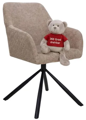 Produktbild von Esszimmerstuhl Cuneo Light Brown – Drehbar, Polsterstuhl mit Armlehne & Metallbeinen
