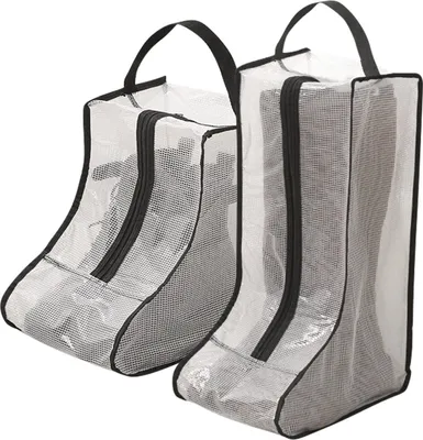 Produktbild von 2 Stück Stiefelschutztasche Aufbewahrungstasche für Stiefel Reise-Schuhtasche, Schwarz, Größe: (20×28×48)+(20×28×28)cm