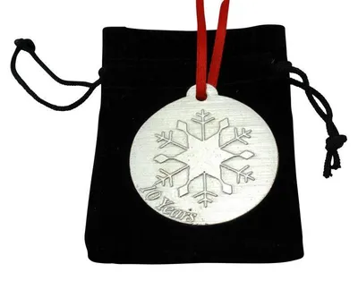 Metall-Weihnachtsbaumschmuck 10. Hochzeitstag, Liebesmotiv