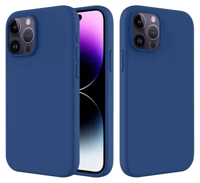 Productafbeelding van MobyDefend Hoesje - Geschikt voor iPhone 14 Pro Max - Matte Siliconen Backcover - Blauw