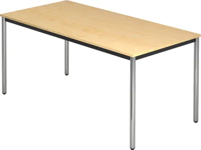 Produktbild von bümö Besprechungstisch Serie-D - Nachbildung Ahorn, tischfuss: Rundrohr verchromt, Größe:  160x80 cm