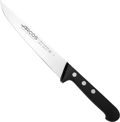 Image de Couteau de cuisine Arcos Universal 281404 en acier au nitrum, avec mangue en polyoxyméthylène et lame de 17 cm dans un coffret.