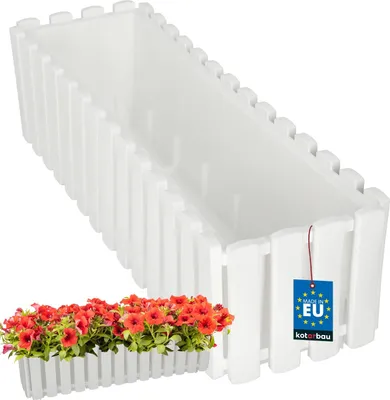 Immagine prodotto di KOTARBAU® Fioriera da Esterno Vaso Fiori Plastica 58 x 18 x 16 cm Bianco Fioriera da Balcone Vaso Rettangolare da Esterno Vasi per Piante