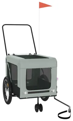 Obrázok produktu pre vidaXL Príves na bicykel Psy Šedá a čierna látka Oxford a žehlička