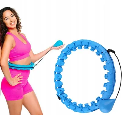 Produktbild von Fitness Hula Hoop mit Gewicht blau, verstellbar mit Massage Noppen, Training für Bauchmuskeln, Taille und Rücken zuhause