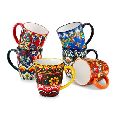 Image de Tasses en porcelaine Vancasso, ensemble de 6 tasses, idéales pour le café ou le thé, style bohème