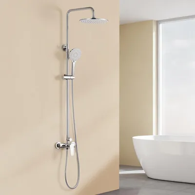 Produktbild von Auralum Regendusche Duschsystem Chrom mit Armatur 10 Zoll Kopfbrause 4 Funktionen Handbrause Höhenverstellbar Duschset