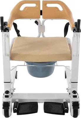 Produktbild von Patientenlift-Transferstuhl für Zuhause, Transferstuhl für Patienten mit Kissen, Dusch Toilettenstuhl Fahrbar Höhenverstellbar, Duschstuhl mit Rollen
