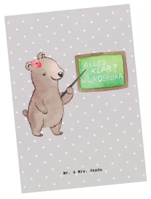 Produktbild von Mr. & Mrs. Panda Postkarte Deutschlehrerin Herz - Grau Pastell - Geschenk, Grußkarte, Postkarten, Grundschule, Ansichtskarten, Unterricht, Deutschunterricht, bildkarte