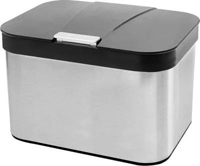 Zdjęcie produktu dla Kuchenny pojemnik na odpady spożywcze/kompost - 43 l - 25 x 17 cm - czarny/srebrny Plastikowy i nierdzewny pojemnik na kompost/odpady z pokrywką