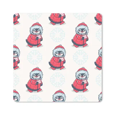 Produktbild von MuchoWow® Mauspad Mousepad Pinguin - Schnee - Brief - Weihnachten - Muster 20x20 cm - Mousepads - Maus Mat - Pad - Mausunterlage - Desk Mat - Bureauartikeln