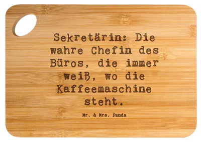 Produktbild von Mr. & Mrs. Panda Schneidebrett Spruch Sekretärin Chef - Transparent - Geschenk, handgefertigte Geschenke, Berufsgestaltung, Multitasking, Büroalltag, Termine, Holzbrett