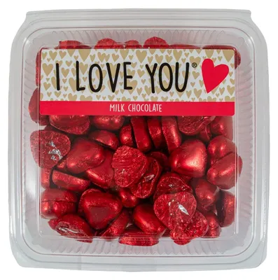 Image de Crest coeurs en chocolat au lait "I Love You" 900g - chocolat au lait fin