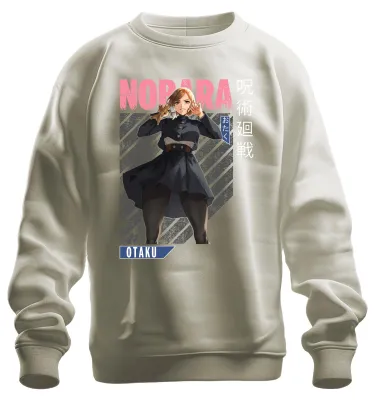 Imagen del producto de Nobara Kugisaki, Jujutsu Kaisen, regalo para otaku, estética anime, sudadera retro, uni, cuello redondo, color natural, talla L