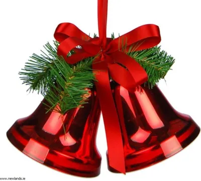 Productafbeelding van Twee klokken kerst rood 10 cm groen met strik Hortus