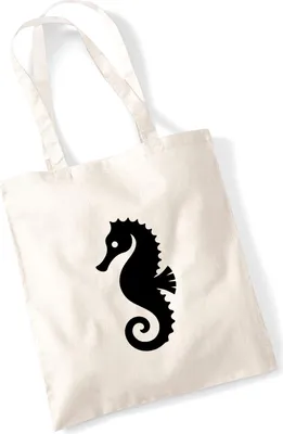 Produktbild von Huuraa Jutebeutel Seepferdchen Silhouette 10 Liter Natural Baumwolle Tasche Geschenkidee