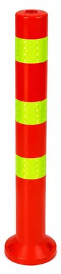 Obrázek produktu pro Sloupek zábrany [výška-68cm] - Reflexní plastový sloupek zábrany | Zábrana s podstavcem [upevnění pomocí šroubů] | Stojan zábrany | Parkový sloupek v červené barvě | Vymezovač | Sloupek zábrany