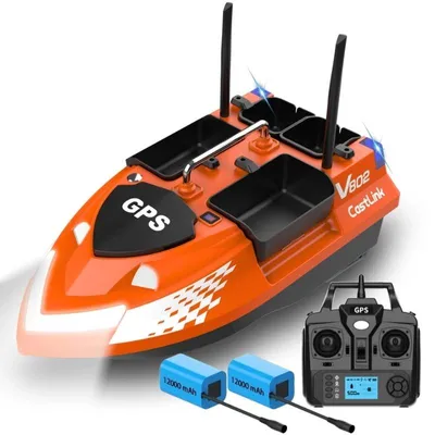 Zdjęcie produktu dla Łódka Zanętowa iUni V802 PRO, GPS, 2 Akumulatory 12000mAh, 4 Pojemnikami, Pojemność 3kg, 500m, 15km/h, Zdalne sterowanie 2.4GHz