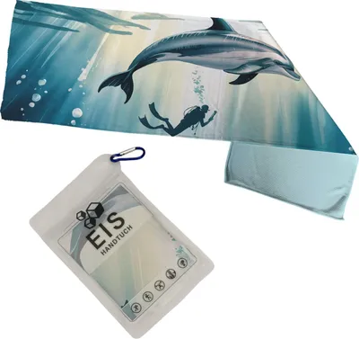 Produktbild von Unterwasserwelt Delfin und Taucher Eishandtuch für Taucherfans