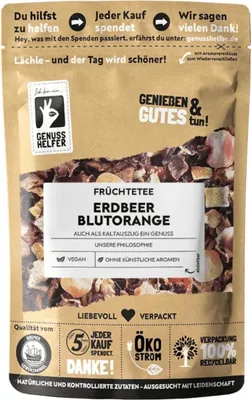 Produktbild von Erdbeer-Blutorange Tee, lose, Früchtetee, hocharomatisch, Sommertee, Wintertee, 5 x 100g