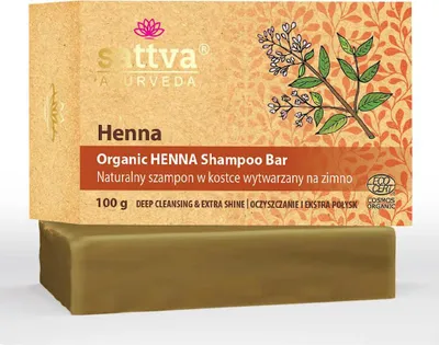 SZAMPON DO WŁOSÓW W KOSTCE Z HENNĄ ECO 100 g - SATTVA (AYURVEDA)