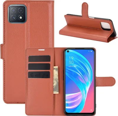 Produktbild von Schutzhülle für Oppo A72 / A73 Case Handy Hülle Cover Case Schutztasche Wallet Etuis, Farbe:Braun