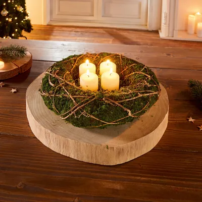 Produktbild von FRANK FLECHTWAREN Kranz Moos, Deko-Kranz, Tür-Kranz, Adventskranz ca. Ø 30 x 7 cm, Innen-Ø 13 cm