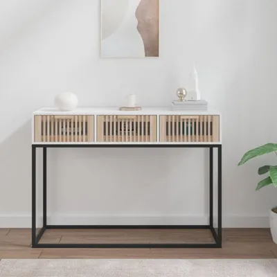 Produktbild von Konsolentisch Weiß 105x30x75 cm Holzwerkstoff und Eisen , Beistelltische Design 2024