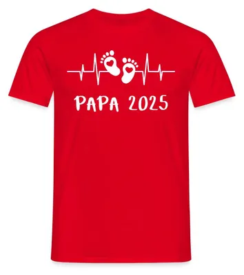 Produktbild von Spreadshirt Herzschlag Papa 2025 Vater Geschenk Vatertag Männer T-Shirt, L, Rot