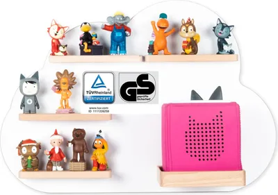 Immagine prodotto di Nuvola di scaffale per bambini / Appendino per Tonie Box e Tonie Figure / Scaffale salvaspazio / H. 34 x W. 48 x D. 19 / Scaffale a parete Music Box Figure Storage con inserti magnetici / scaffale di stoccaggio