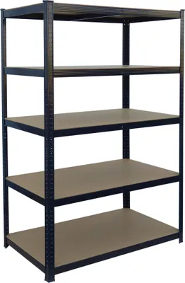 Obrázek produktu pro Relaxdays regál pro těžké náklady, VxŠxH: 180 x 100 x 30 cm, nosnost 875 kg, 5 polic, regál do sklepa, na zasunutí, černý/hnědý