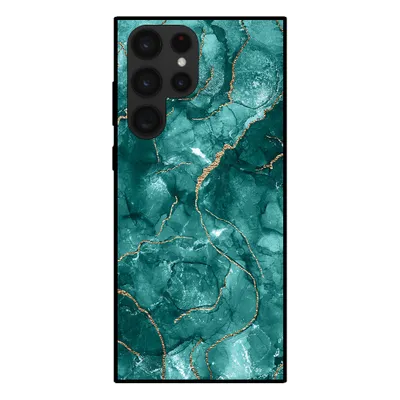 Produktbild von Smartphonica Handytasche für Samsung Galaxy S22 Ultra mit Marmordruck - TPU Rückseite Abdeckung Fall Marmor Design - Gold Grün