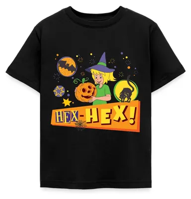 Produktbild von Spreadshirt Bibi Blocksberg Halloween Hex-Hex! Mit Bibi Kinder T-Shirt, 110/116 (5-6 Jahre), Schwarz