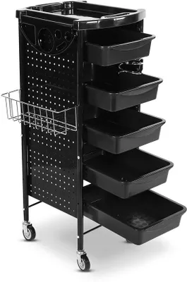 Obrázek produktu pro Víceúčelový kadeřnický vozík se 6 zásuvkami - černý