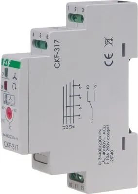 Zdjęcie produktu dla Monitor fazy 3x 400 V + N Monitorowanie sekwencji asymetrii 1 × NO/NC F&F CKF-317