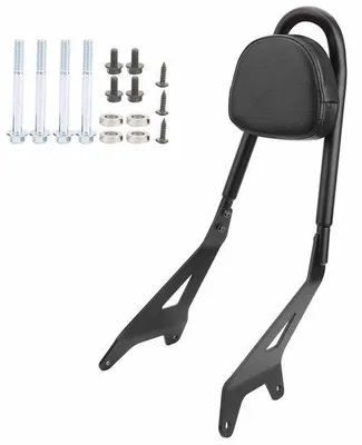 Immagine prodotto di Cuscino in alluminio per poggiapiedi posteriori per motociclette - Sissy bar - Per passeggero posteriore - Adatto per modelli XV XVS 950 R-Spec - Colore: nero - Include staffa di montaggio