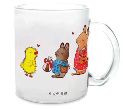 Produktbild von Mr. & Mrs. Panda Teetasse Ostern Geschenke - Transparent - Geschenk, Tee Tasse, Pott, Glasbecher, Hase, Osterhase, aus Glas, Ostergrüße, Häferl, Ostergeschenke, Küken