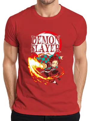 Immagine prodotto di Maglietta da uomo Demon Slayer Tanjiro Kamado Hinokami Kagura Anime Gift, rosso, L