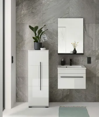 Produktbild von Badezimmer Set 3-tlg. CHARLESTON-61 in Hochglanz weiß, B/H/T: ca. 115/200/45 cm