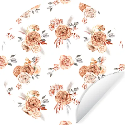 Obrázok produktu pre MuchoWow® Nálepka na tapetu - Kvety - Boho - biela - 30cm