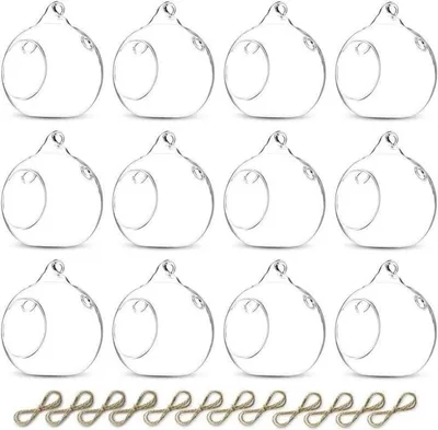 Immagine prodotto di Appendere palla di vetro portacandele matrimonio compleanno decorazione festa 12 pezzi 8cm trasparente