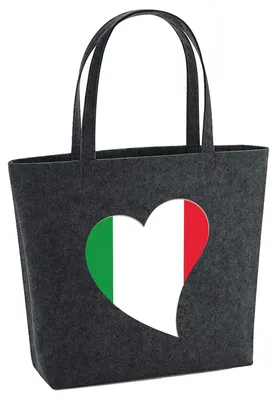 Produktbild von Huuraa Filzshopper Italien Flagge Herz 22 Liter Charcoal Melange Filztasche Geschenkidee