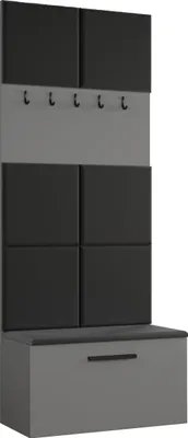 Produktbild von Masseno Garderobe-Set MODULO 80,6/204/40 cm Modern Garderobenschrank Grau
