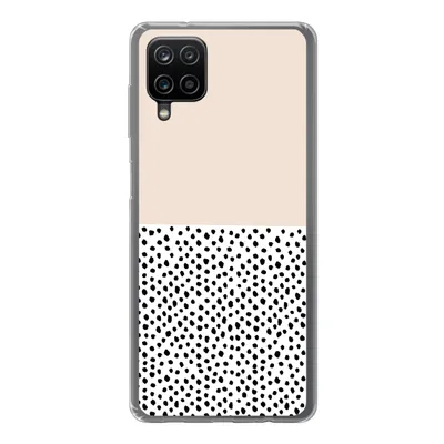 Produktbild von MuchoWow® Handyhülle Schutzhülle Hülle für Samsung Galaxy A12 Polka dots - Weiß - Schwarz Silikon Softcase Handy Hülle - Bild