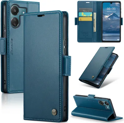 Image de Xiaomi Redmi 13C /Poco C65 Housse, étui portefeuille en cuir avec carte de protection et fonction support pour Xiaomi Redmi 13C /Poco C65 bleu