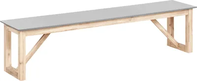 Produktbild von BELIANI 3-Sitzer Gartenbank Grau Beton und Akazienholz 180 cm mit Holzbeinen ohne Lehne Rustikal Industrie Stil Terrasse Out- & Indoor Sitzbank