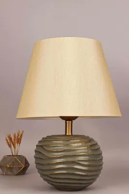 Produktbild von Opviq, Hochwertige Tischlampe mit Keramikkörper, Dunkelgrau, Ø30 h: 20 cm | Höhe: 41 cm | E27 Fassung, max. 40 W | IP20, ideal für moderne Wohnräume, elegantes Design.