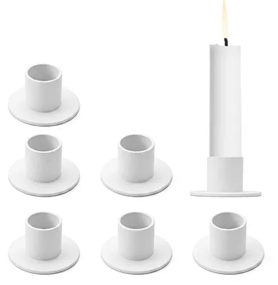 Imagen del producto de Soportes para velas de hierro blanco, juego de 6 unidades, ideales para velas tipo palito en la cocina