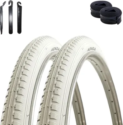 Produktbild von 2 x Kenda K-142 Fahrradreifen Weiß 40-635 (28 x 1 1/2) + 2 x Schläuche DV inkl. maxxi4you Reifenheber