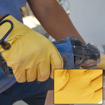 Obrázok produktu pre Kožené pracovné rukavice Ochrana práce Odolné proti opotrebovaniu Záhradné denné pracovné ochranné náradie XL Yellow